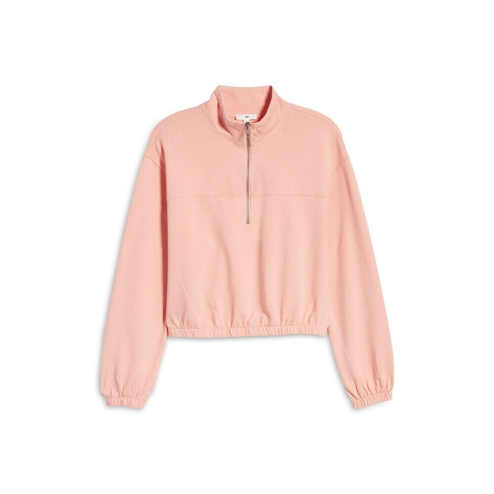 BP. Half Zip Fleece Pullover In Pink Pudding Organic Cotton Plus Size 1X